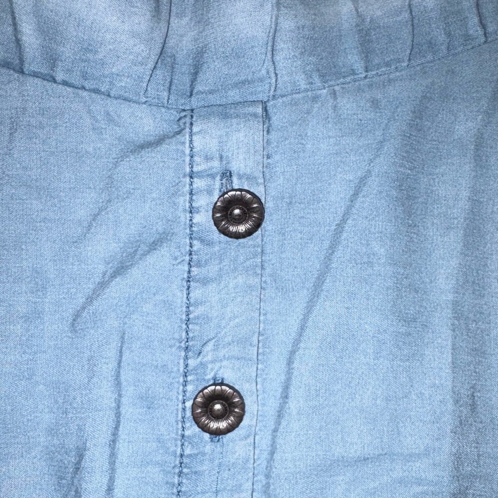 Light Blue A-Line Button Skirt - Picture 4 of 4